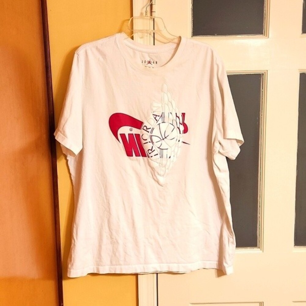 Nike Air Jordan White & Red Athletic Logo T-Shirt Size 2XL
